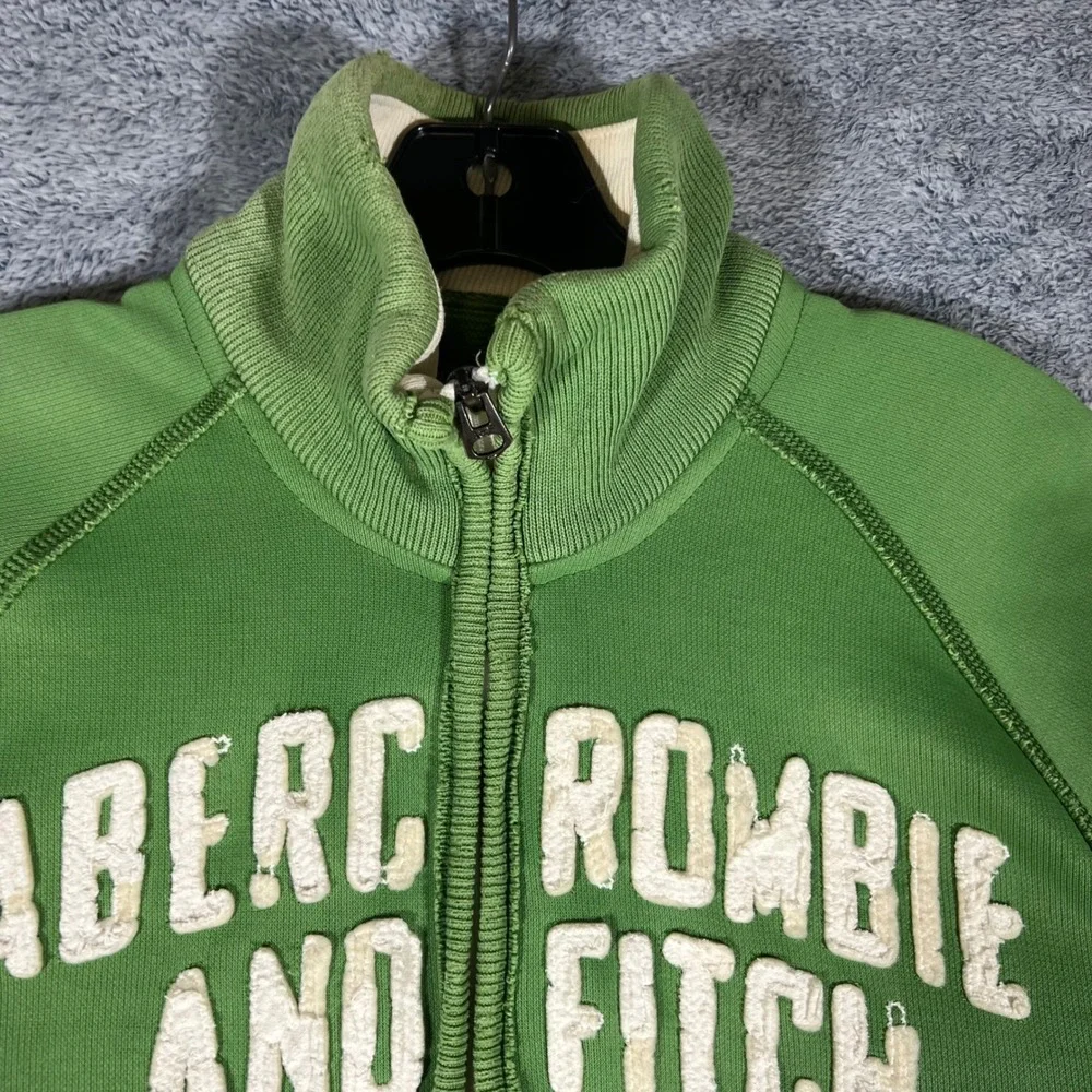 Abercrombie &‎ Fitch Mens Green Full Zip Track Jacket Large Vintage Y2K Athletic